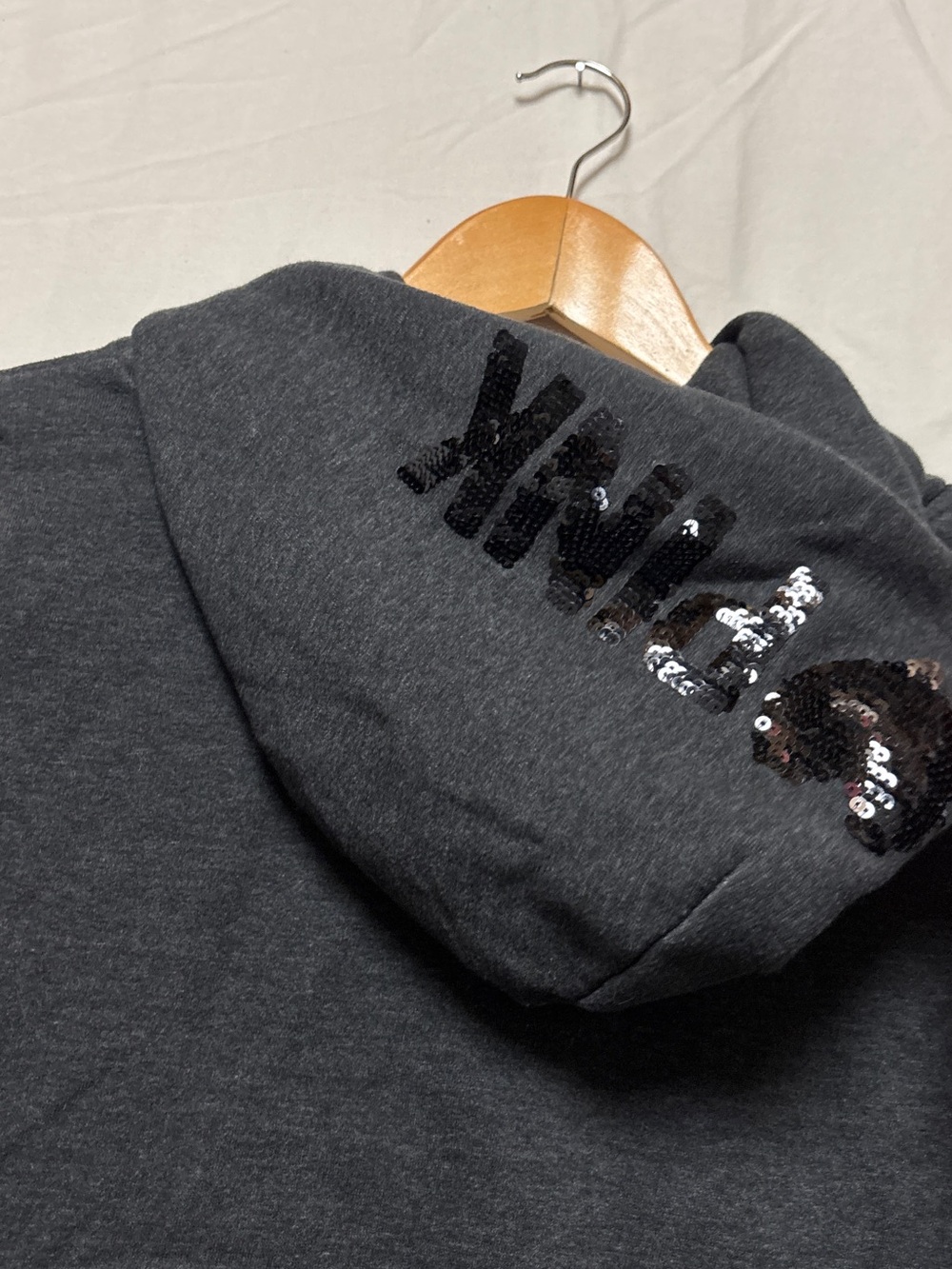 Victoria Secret PINK dark grey and black iconic sequins hoodie 2000’s - Picture 5 of 6